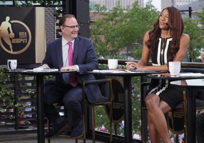 Adrian Wojnarowski at the 2021 NBA Finals